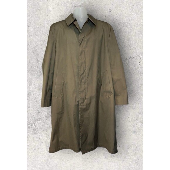 Vintage London Fog By Greenwood Rain Men's Size 46R Olive Green Rain Trench Coat - Picture 1 of 6